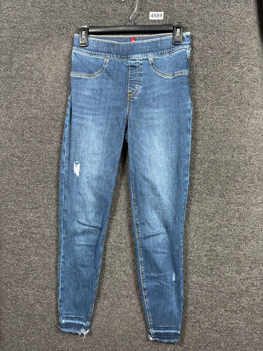 Spanx Ankle Skinny Legging Jeans Womens Size S Blue Distressed Denim 20203R